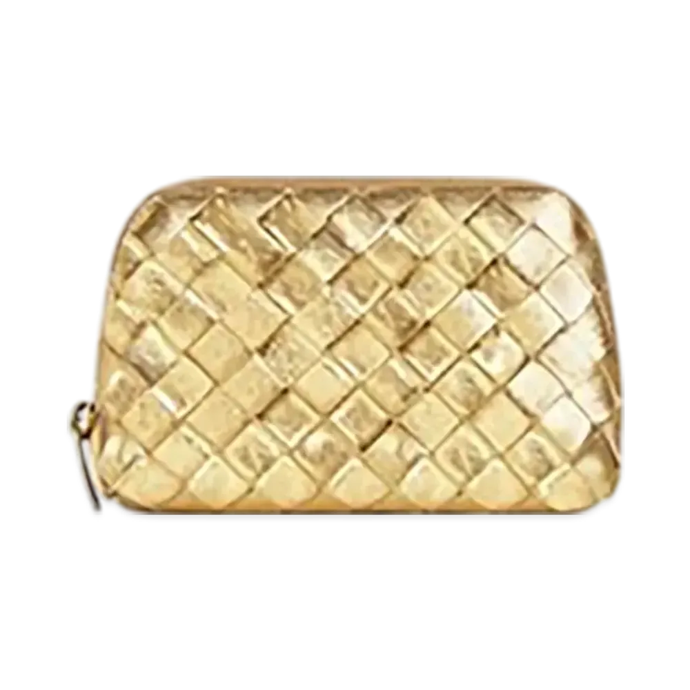 Bottega Veneta Intrecciato Small Beauty Pouch "Gold"