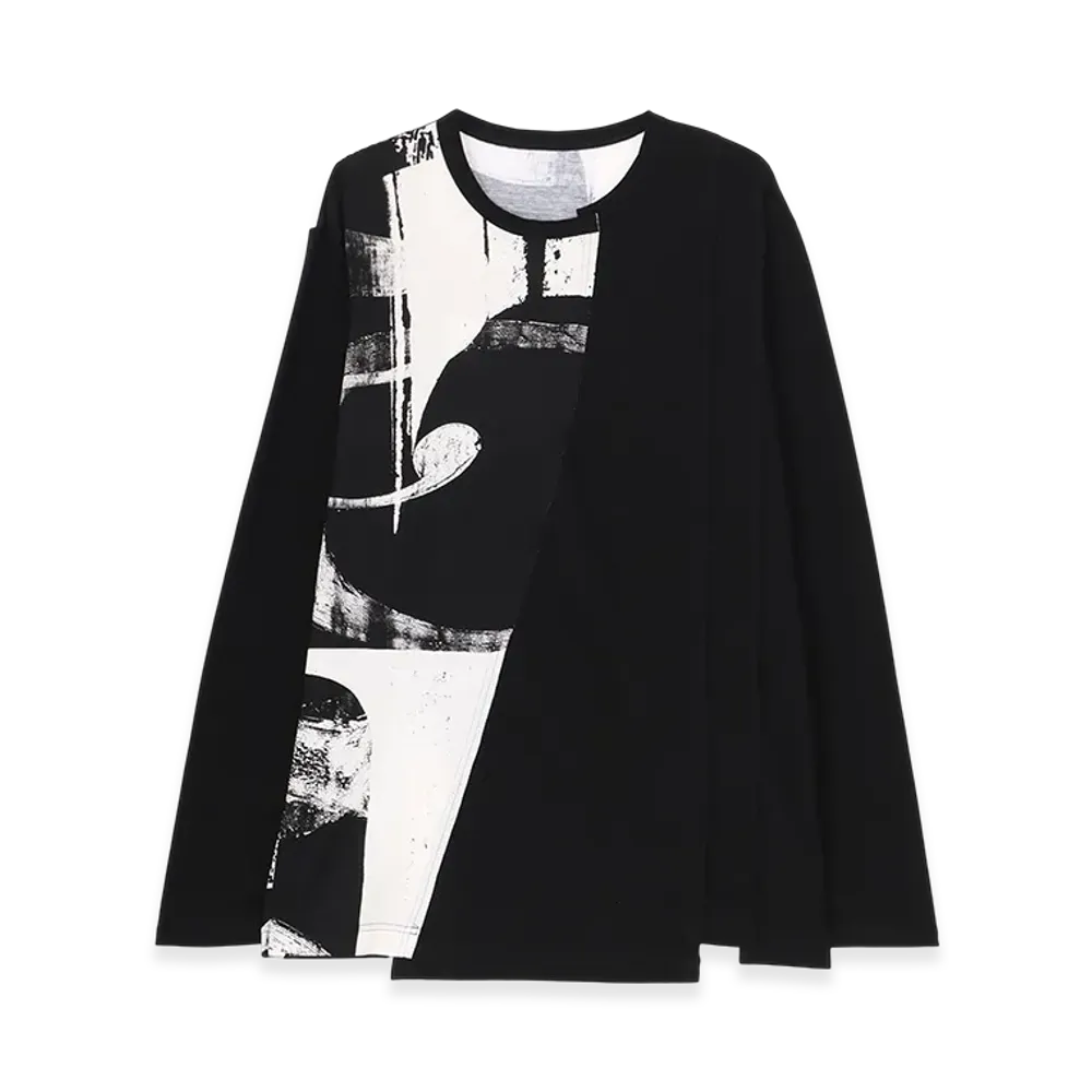 Ground Y Silkette Jersey Number Pattern Tsujikiri Long Sleeved T-Shirt "Black/White"