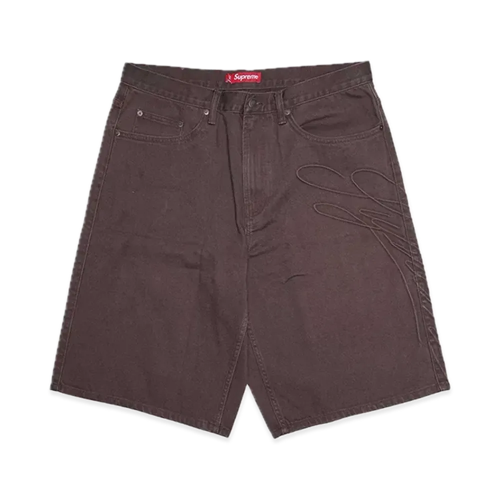 Supreme Script Baggy Denim Short "Brown"