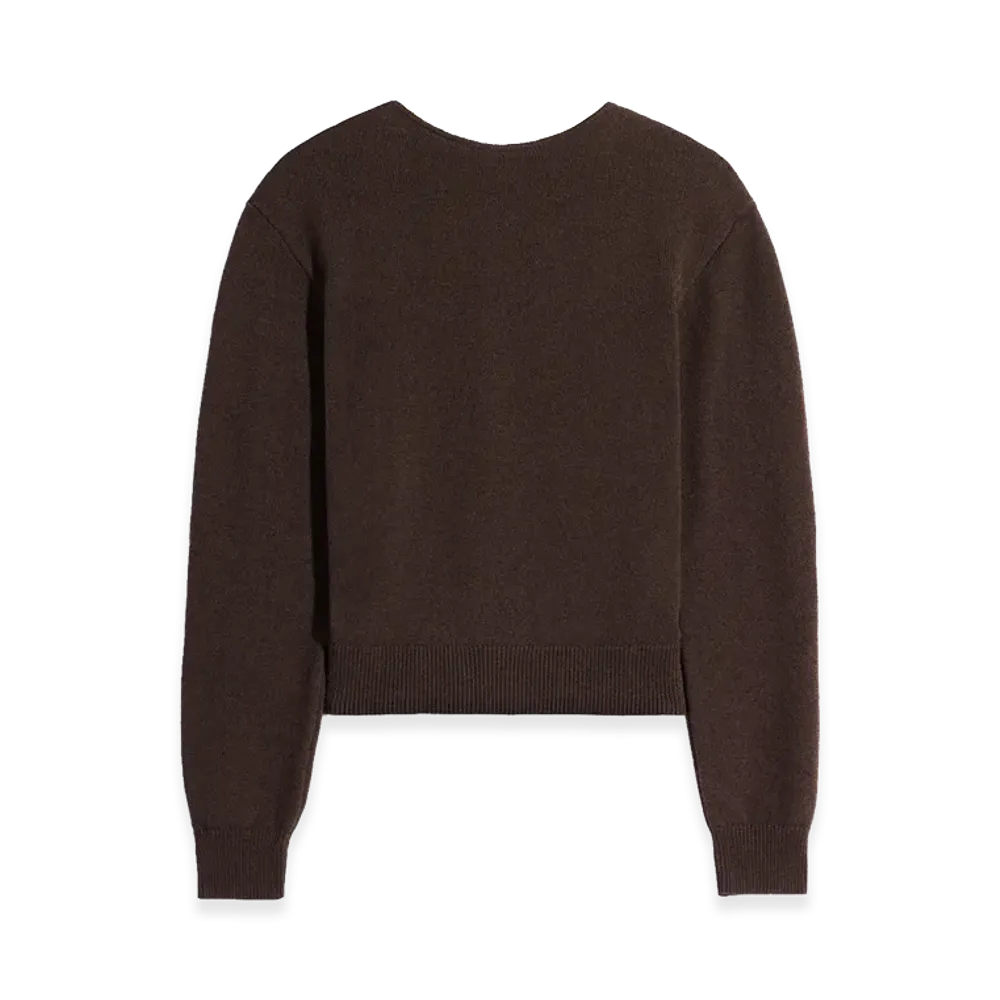 LEMAIRE Women's Cashmere Wool Reversible Button Sweater "Ebony"