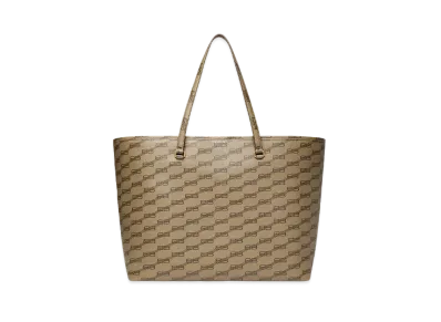 BALENCIAGA Signature Large East-West Shopper Bag BB Monogram Coated Canvas "Beige"