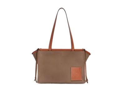 LOEWE Cushion Tote In Canvas and Calfskin "Taupe"
