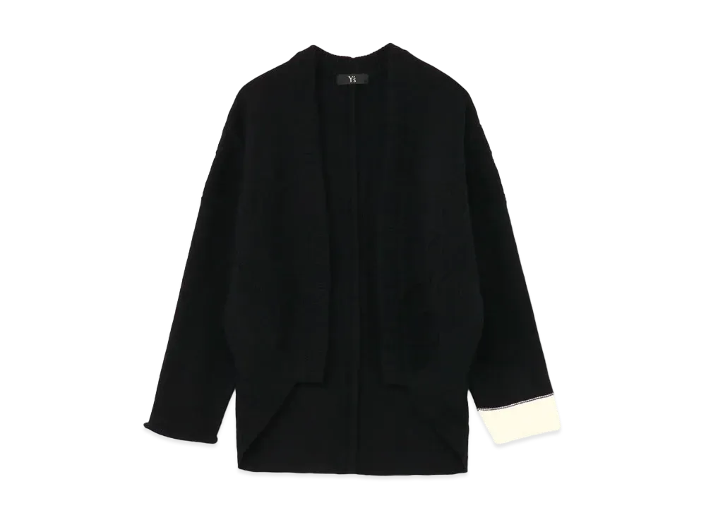 Yohji Yamamoto Y's WOOL CABLE KNITTING COLOR COMBI KNIT CARDIGAN "Black"