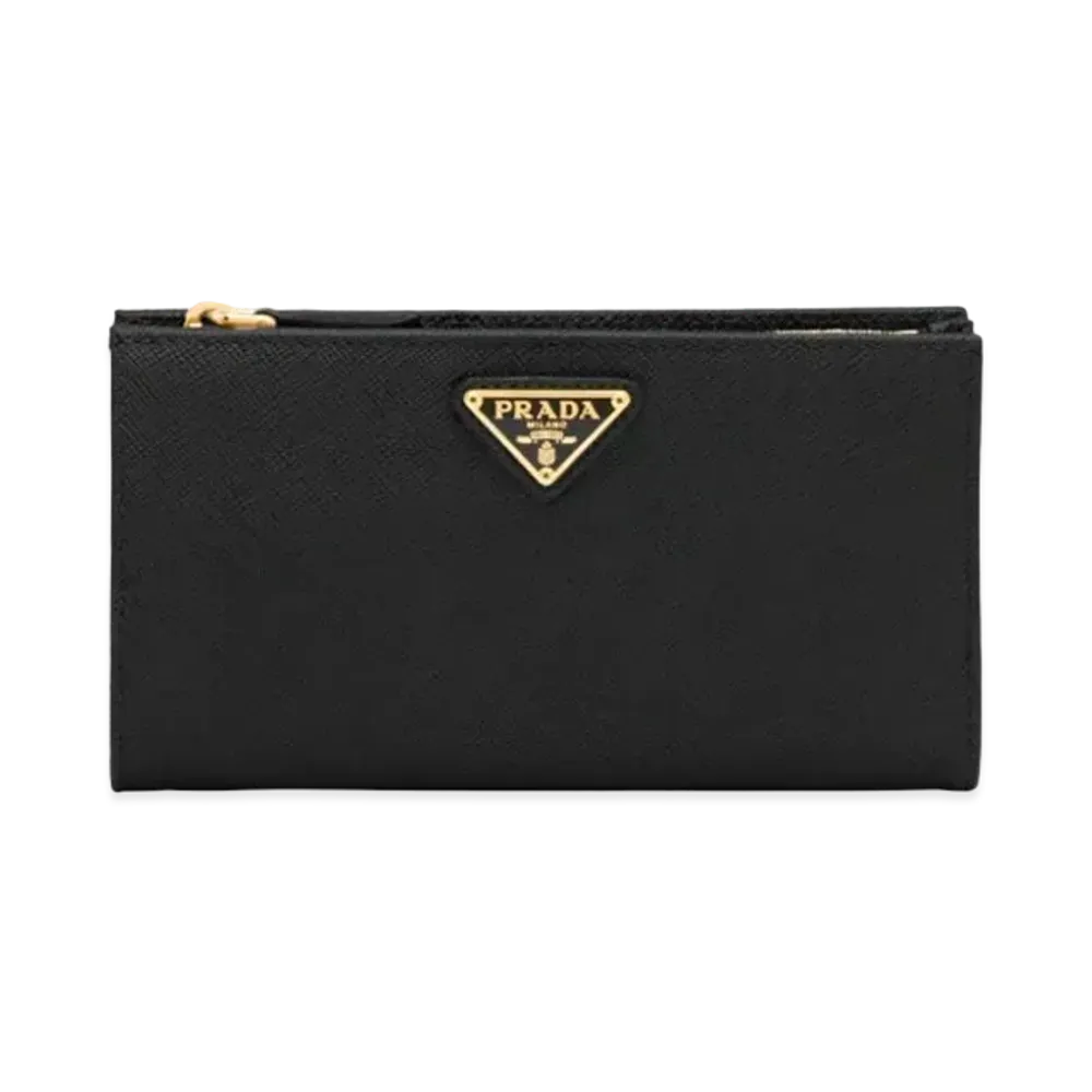 PRADA Large Saffiano Leather Wallet "Black"
