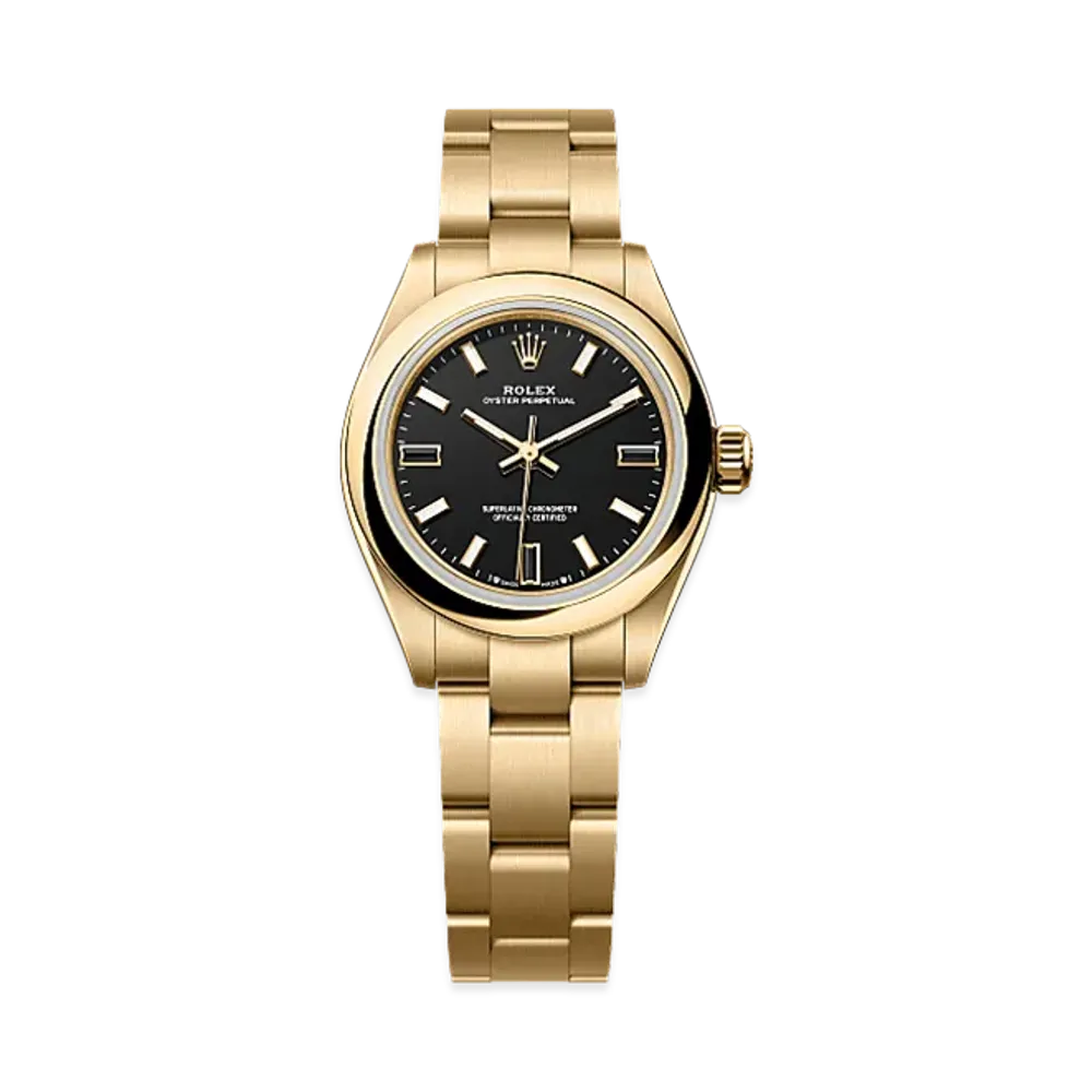 ROLEX Oyster Perpetual 28 Yellow Gold "Black"