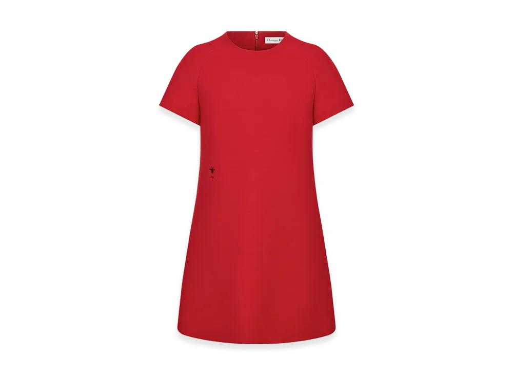 Dior Women's Straight Dress Wool Silk "Amaryllis Red"