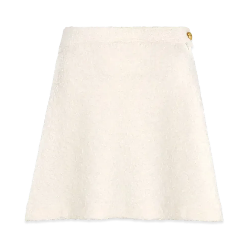 Dior Flared Miniskirt Ecru Cotton and Wool Blend Knit