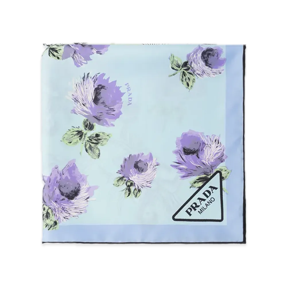 PRADA Printed Silk Twill Scarf 55 x 55 "Crystal"