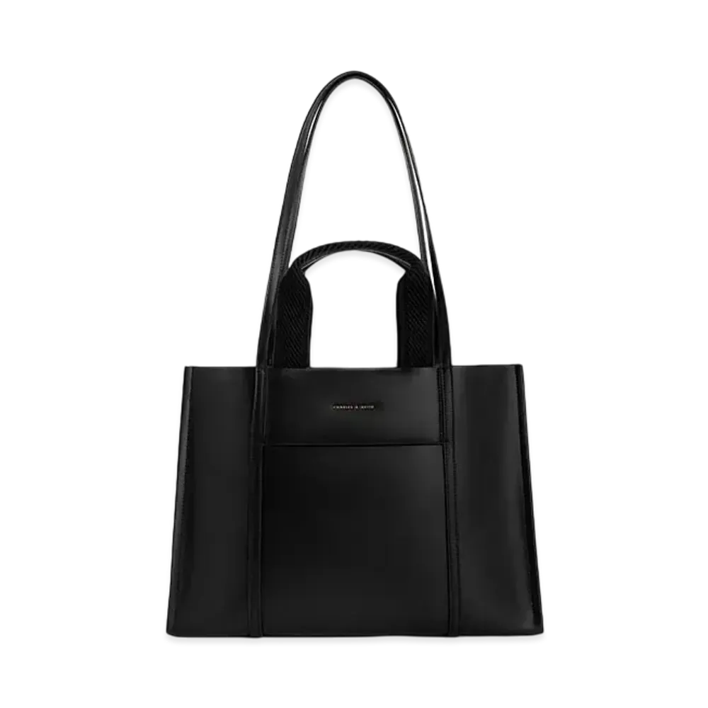 CHARLES & KEITH Sharia Large Double Handle Tote Bag "Black"