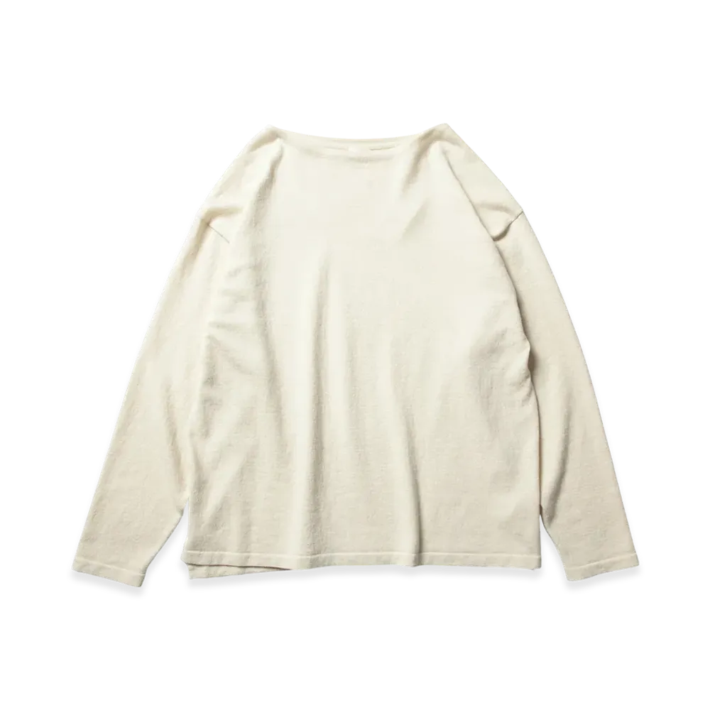 COMOLI Wool Washi Boat Neck Knit "Chacoal"