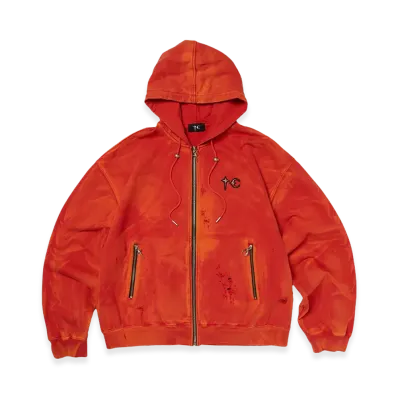 THUG CLUB TC Two Tone Washed Zip-Up Hoodie "Red"