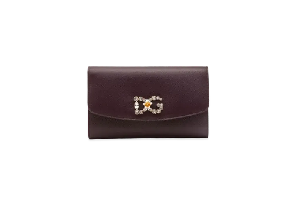 Dolce&Gabbana Mini Bag Dauphine Calfskin DG Rhinestone Logo "Violet"