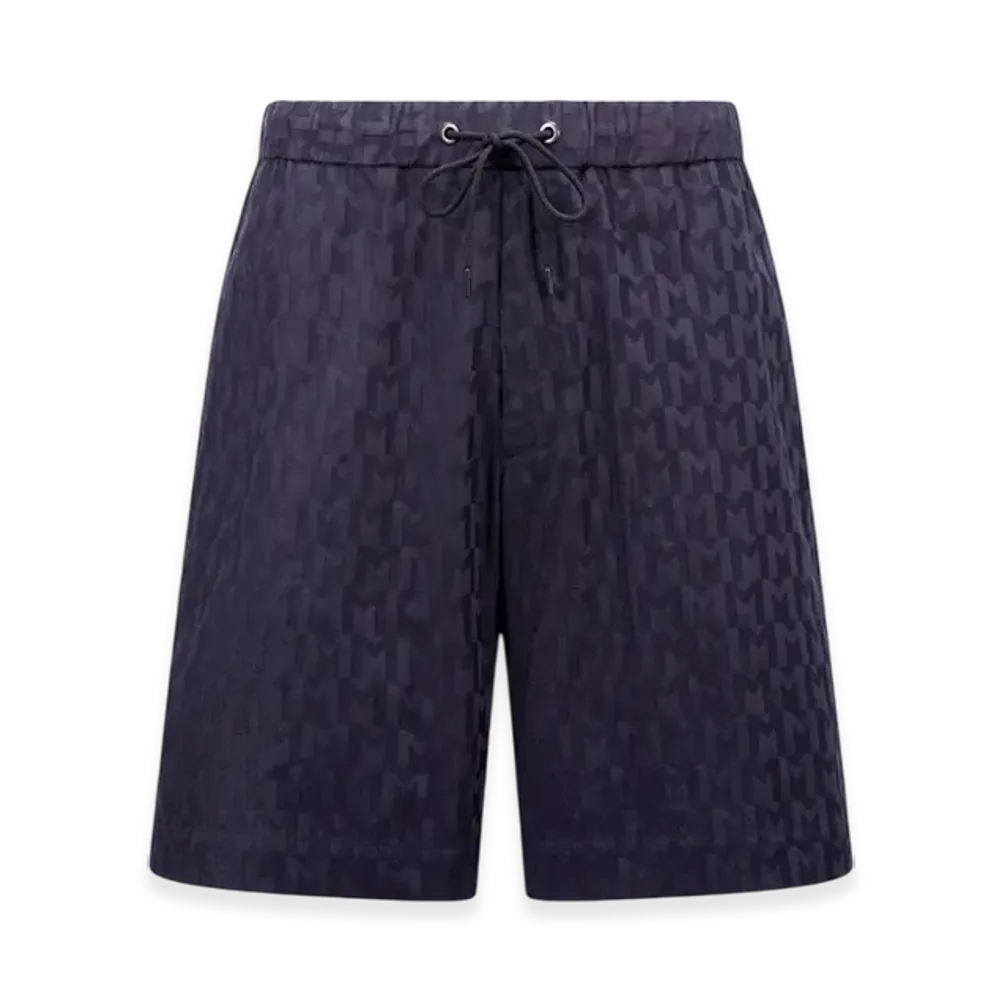 MONCLER Monogram Jacquard Cotton Shorts "Dark Blue"