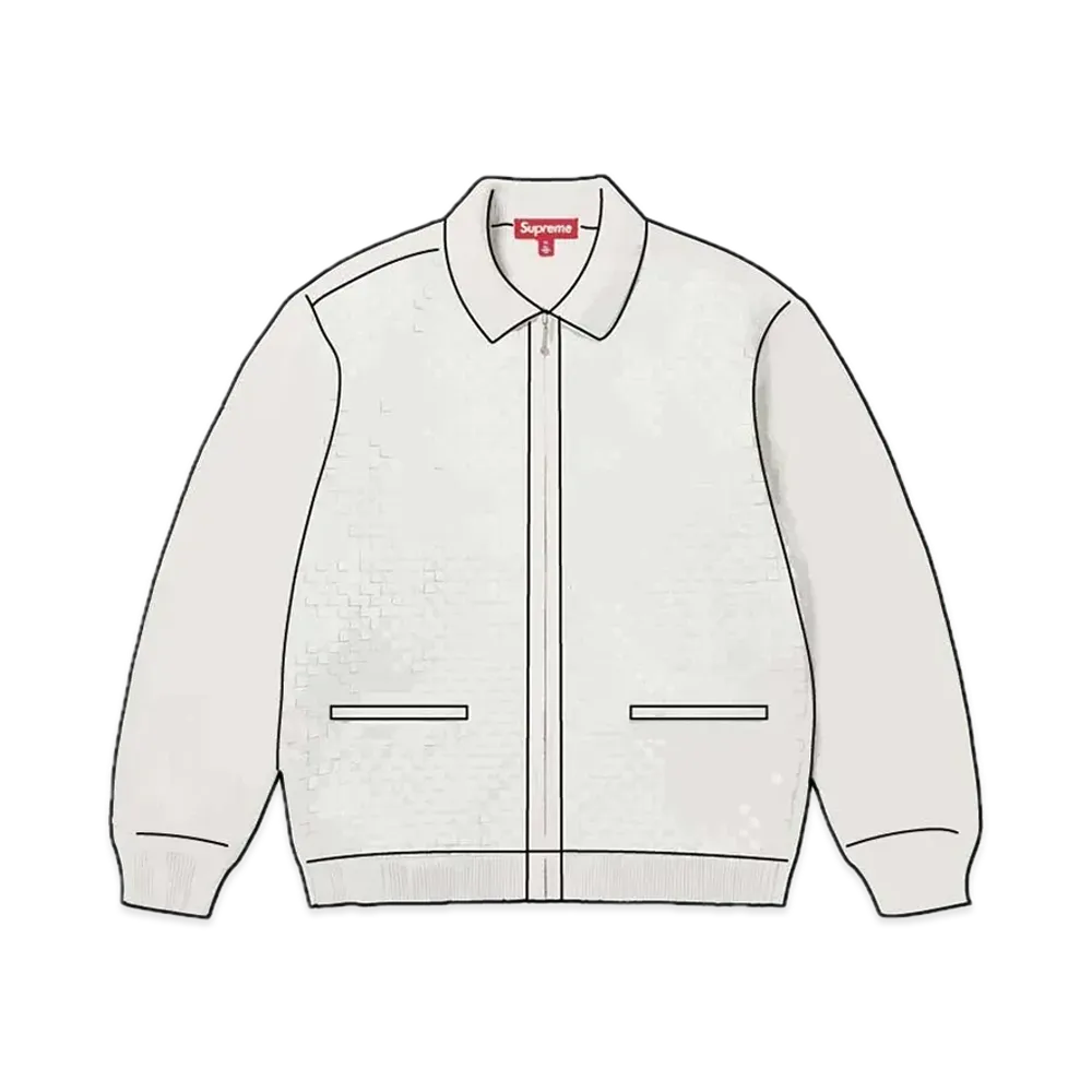 Supreme Woven Leather Zip Up Cardigan "White"