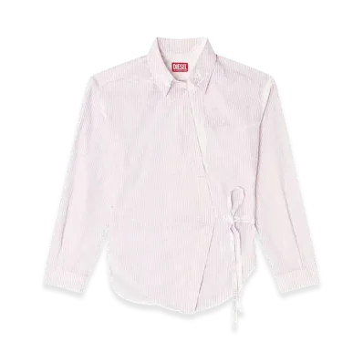 Diesel Women's Shirt In And Striped Cotton "Light Pink"