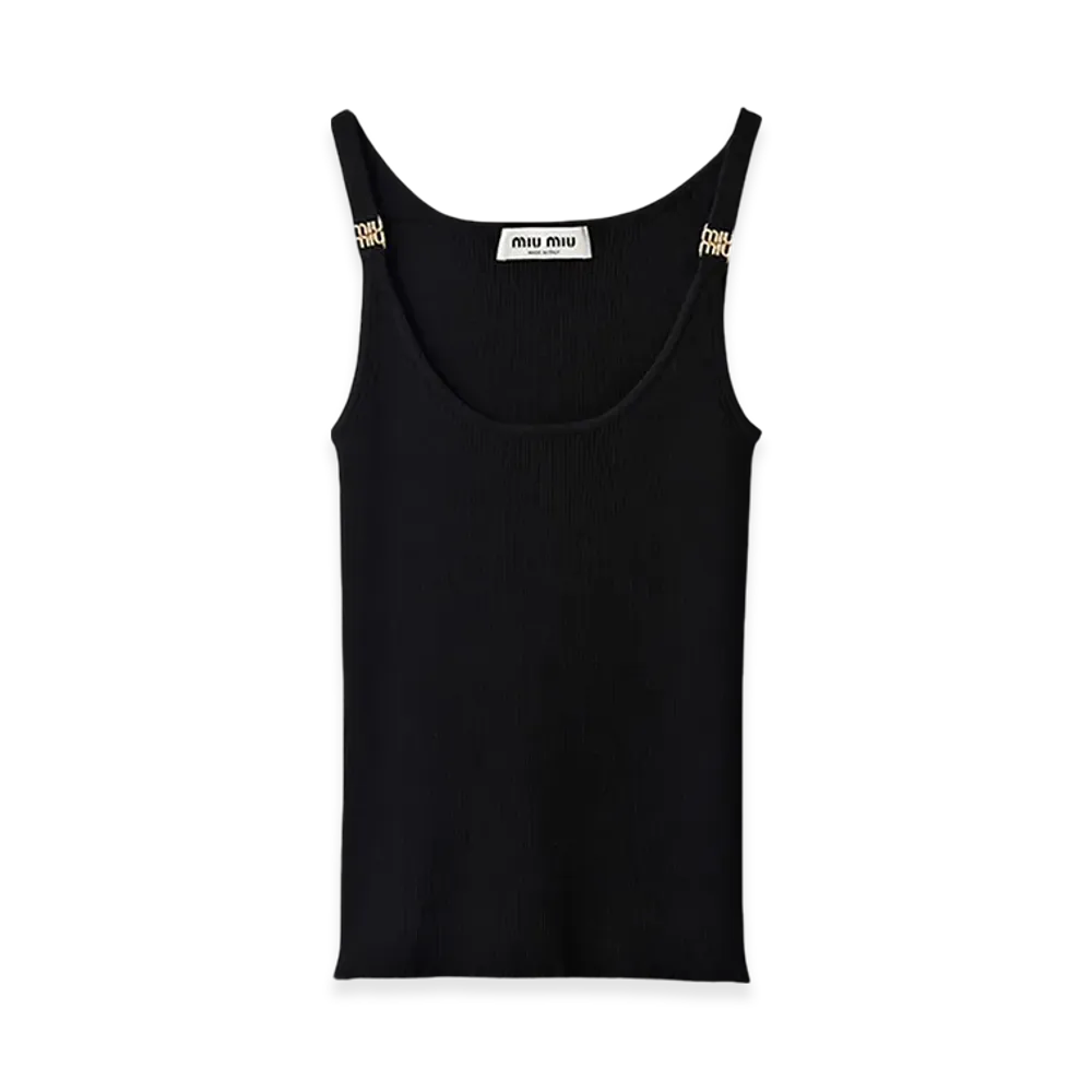 MIU MIU Women's Knit Tank Top "Black"