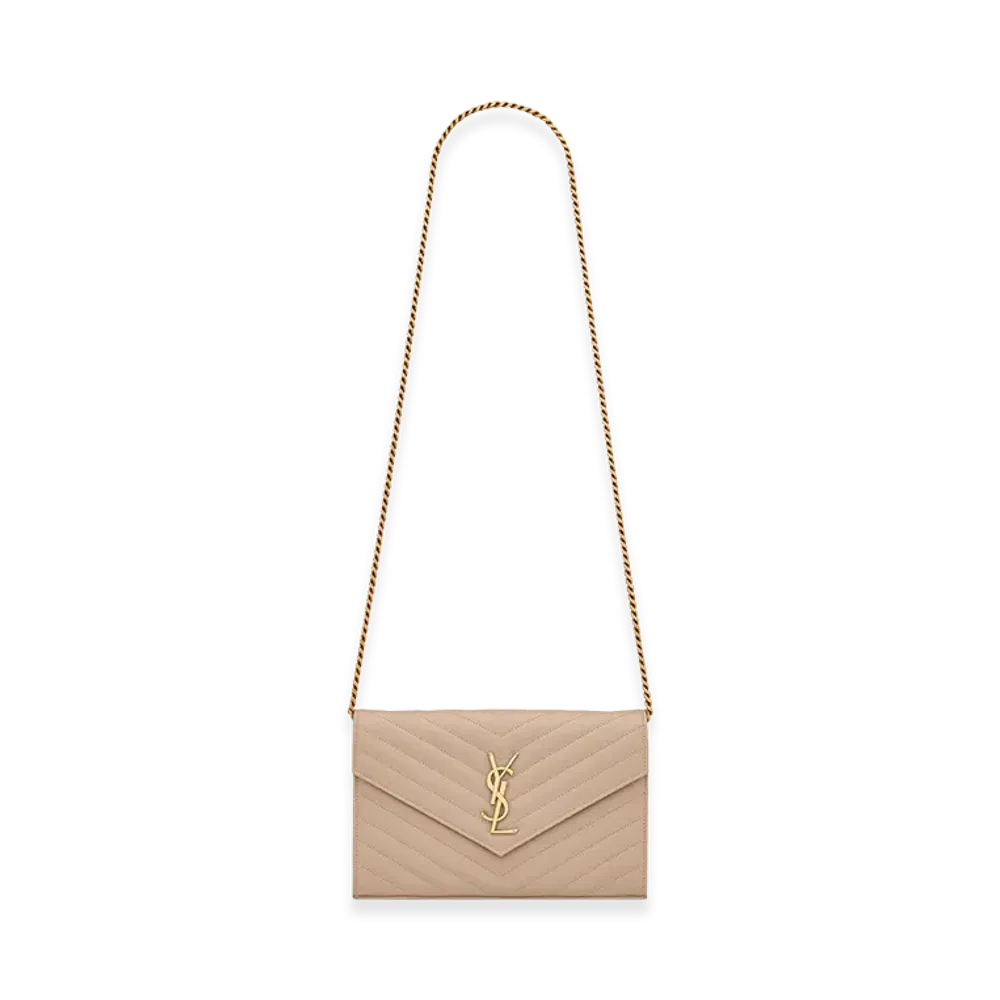 Saint Laurent Women's "Cassandre" Wallet On Chain "Beige"