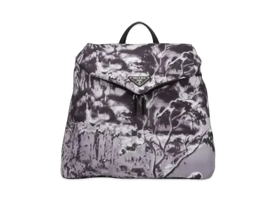 PRADA Printed Re-Nylon Backpack "Light Gray"