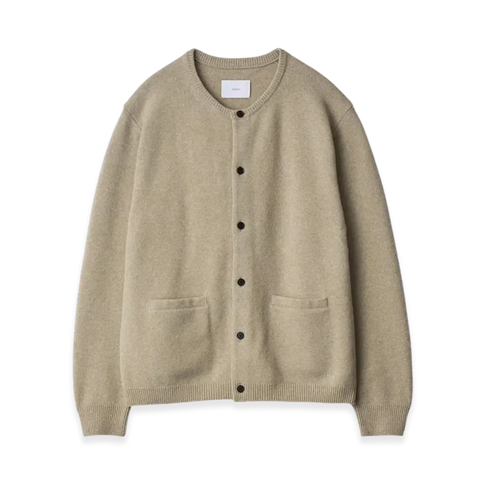 ssstein Extra Fine Wool Knit Crew Neck Cardigan "L. Beige"
