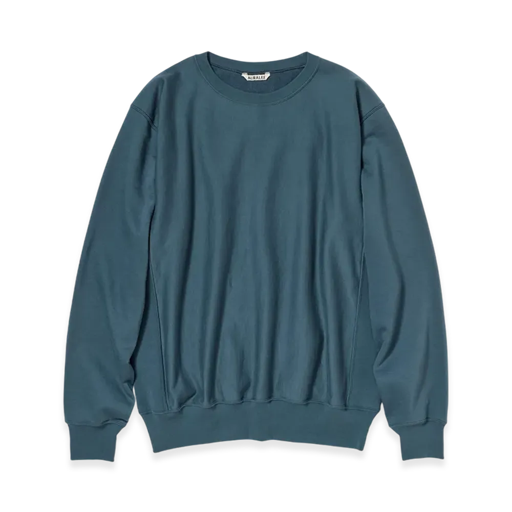 AURALEE Elastic High Gauge Sweat P/O "Dusty Blue"