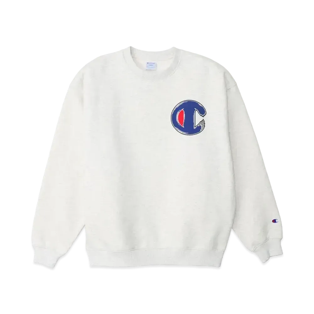 Champion x Sneakerwolf Crewneck Sweatshirt "OatmealxRed"