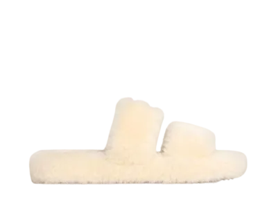 CELINE Fur Slides Triomphe In Shearling "Beige/Brown"