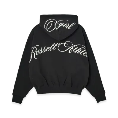 X-Girl Women's x Russell Script Logo Zip Up Sweat Hoodie "Black"