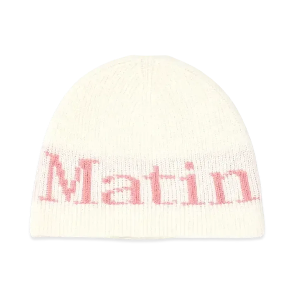 Matin Kim Logo Jacquard Knit Beanie "Ivory"