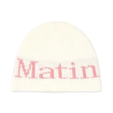 Matin Kim Logo Jacquard Knit Beanie "Ivory"