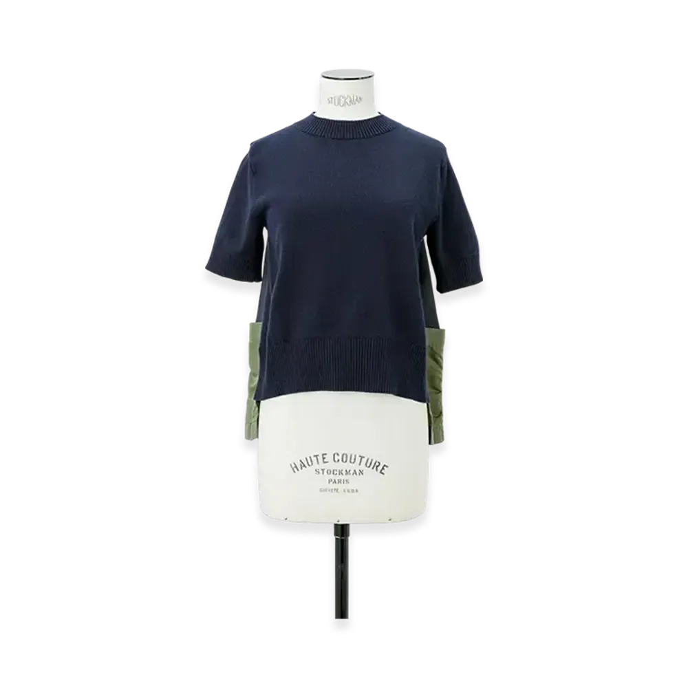 sacai Nylon Twill x Knit Pullover "Navy/Khaki"