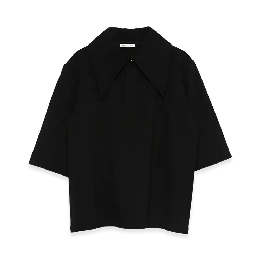 AMI PARIS Women's Peplum Polo Top "Black"
