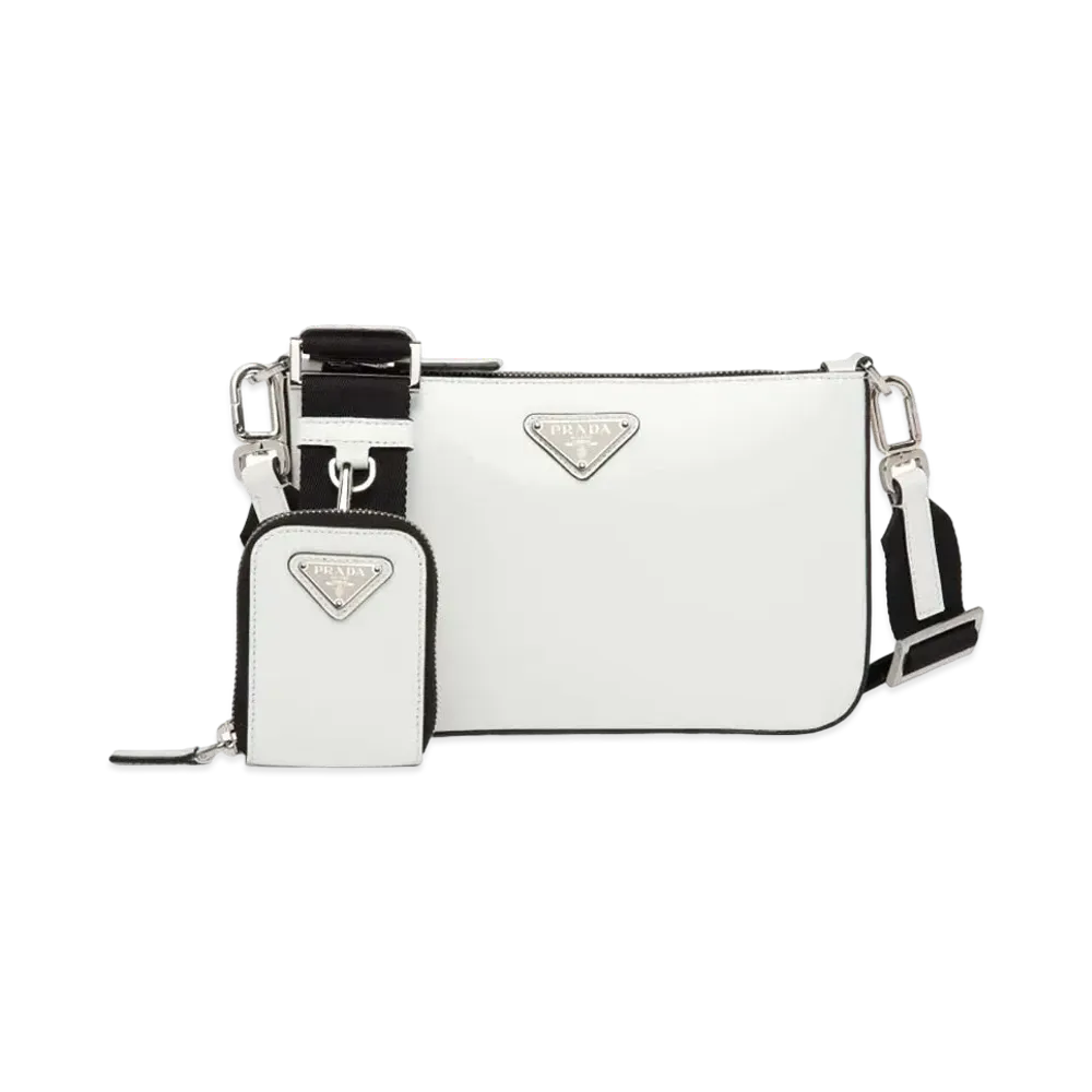 PRADA Brushed Leather Shoulder Bag "White"