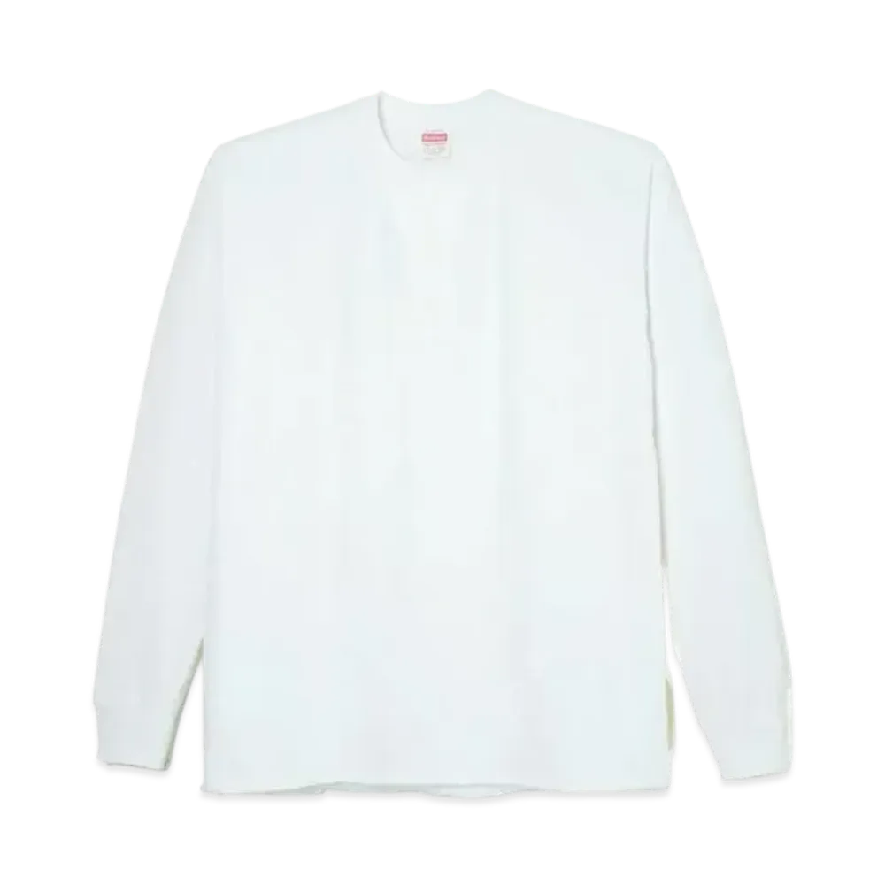 Healthknit Henley Neck Long Sleeve T-Shirt "White"