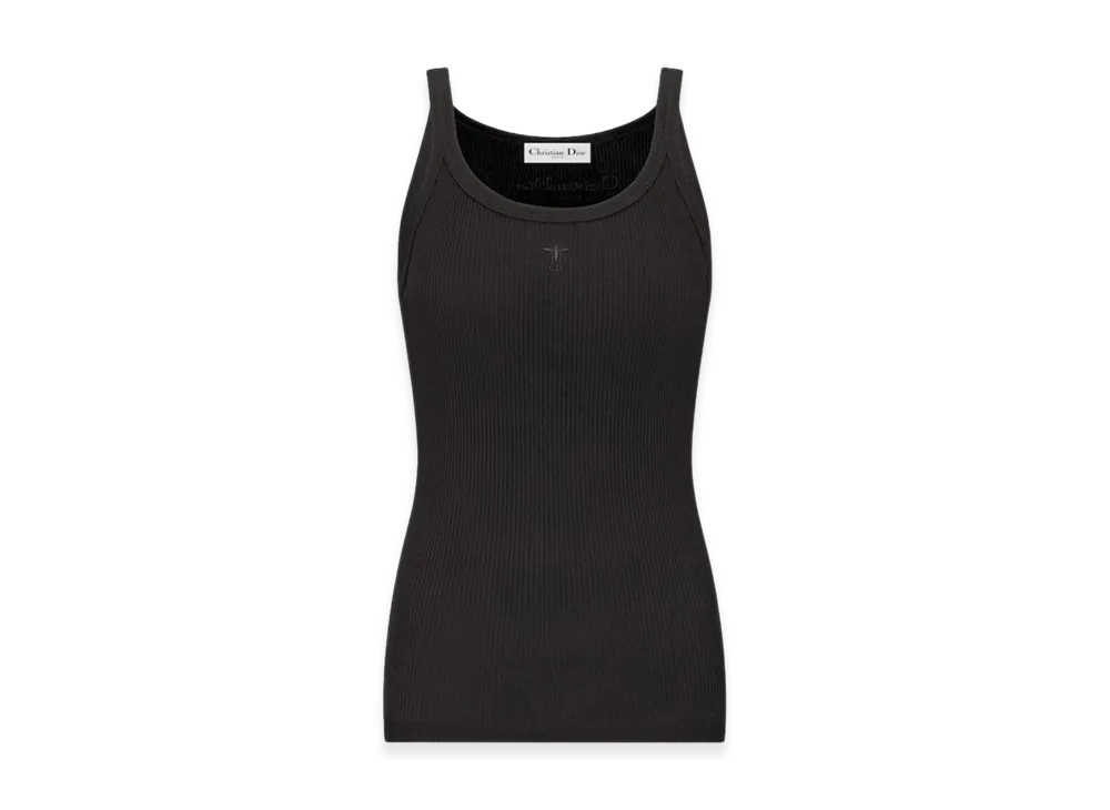 Dior Women's Essentials Ribbed Cotton Jersey Tank Top "Black"