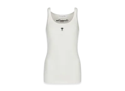 Dior Women's Essentials Ribbed Cotton Jersey Tank Top "White"