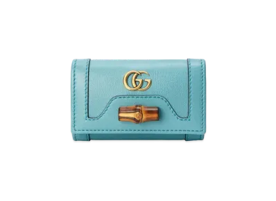 GUCCI Diana Key Case With Bamboo "Light Blue"