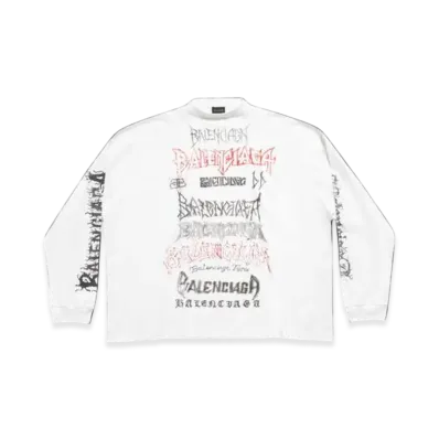 BALENCIAGA DIY Metal Long Sleeve T-Shirt Medium Fit in "Red"