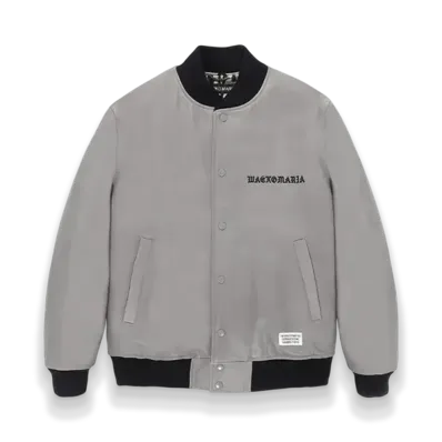 WACKO MARIA Leather Varsity Jacket "Gray"