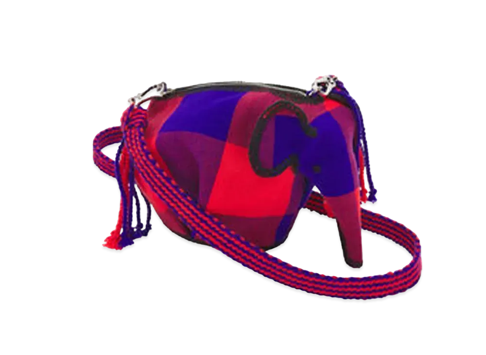 LOEWE Elephant Komp Bag In Textile "Red/Blue"