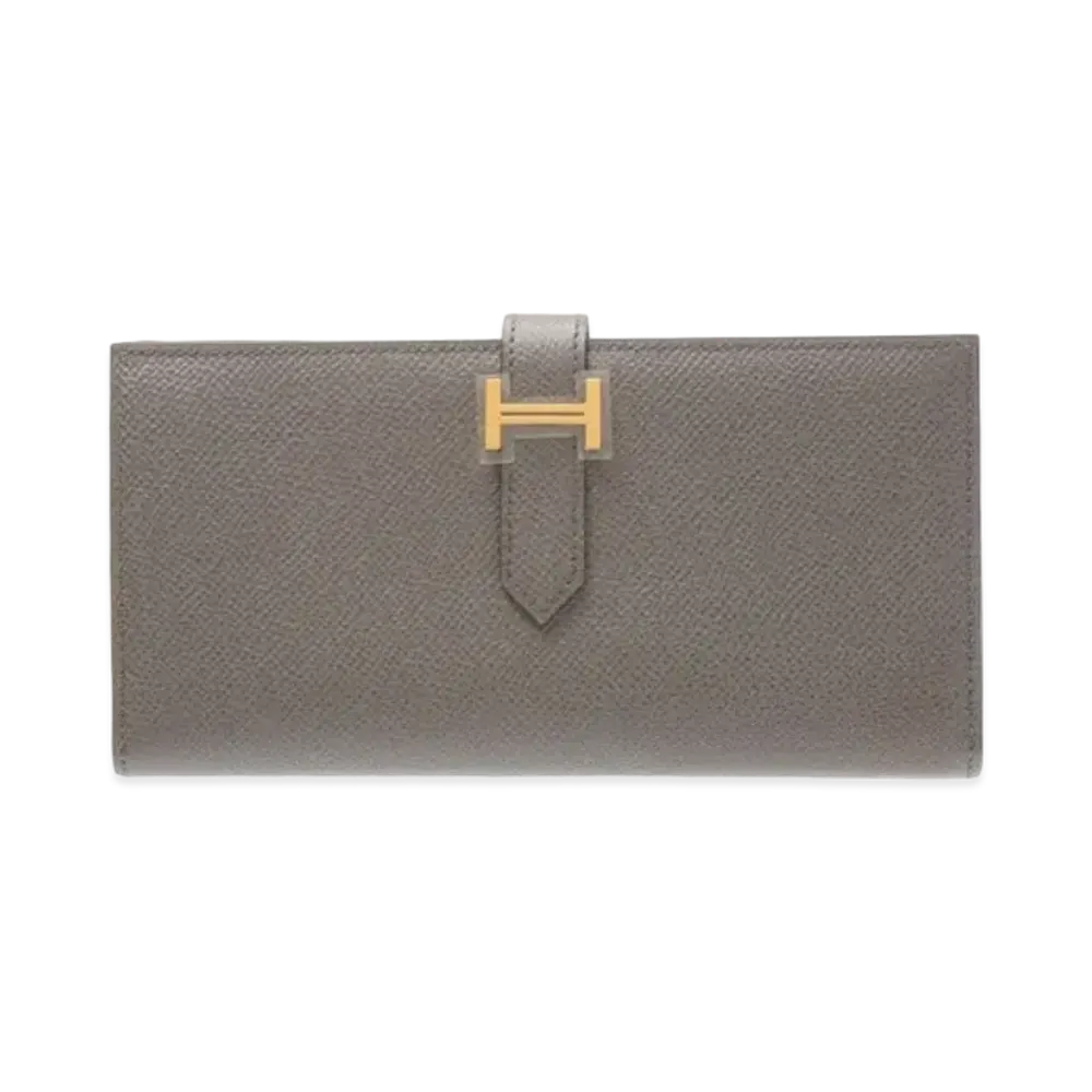 Hermes Bearn Soufflet Veau Epsom "Etain/Gold"