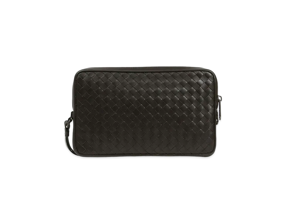 Bottega Veneta Leather Clutch Bag "Dark Brown"