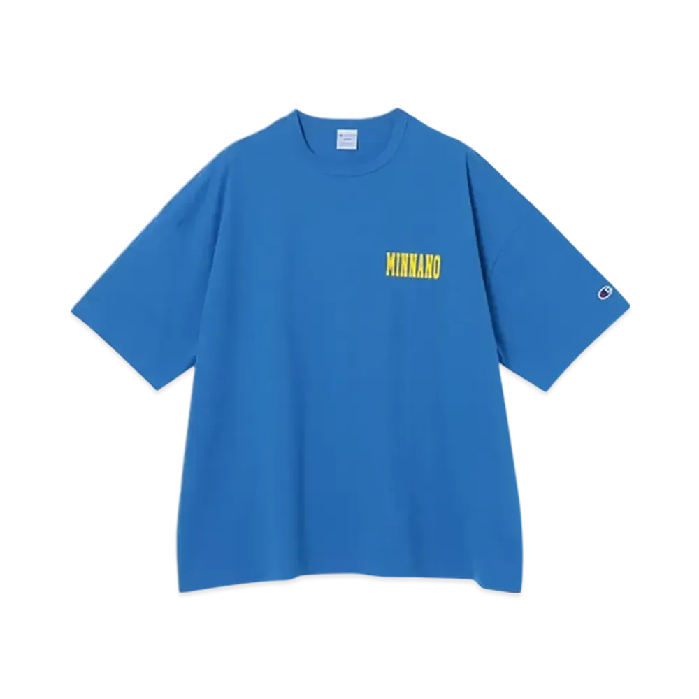 BEAMS x Champion x MIN-NANO Print Tee "Royal Blue"