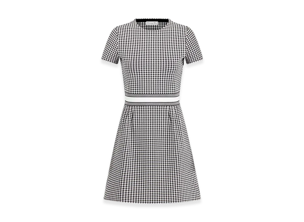 Dior Women's Short Flared Dress Check'n' Knit "Gray/Black"
