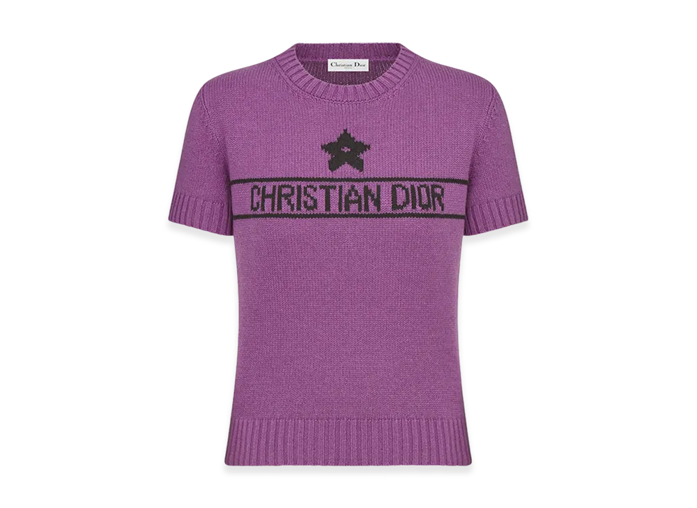 Dior Women's Short-Sleeved Sweater Cashmere Knit Signature "Purple"