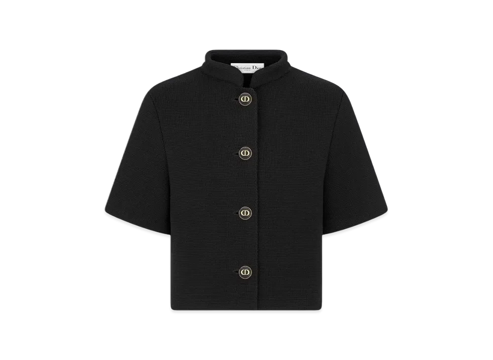 Dior Women's Cropped Jacket Virgin Wool Knit "Black"