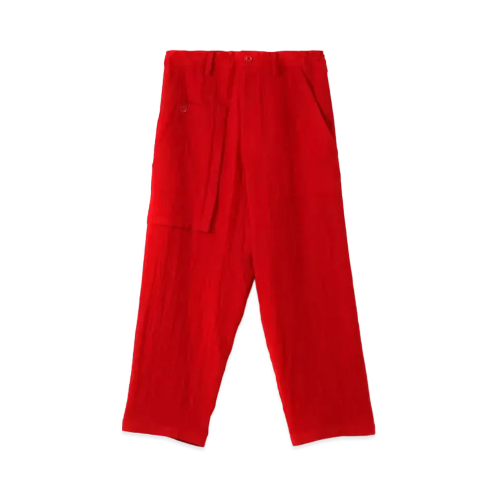 Yohji Yamamoto Y's WOOL ROUGH TWILL GARMENT MILLING ASSYME OUT POCKET PANTS "Red"
