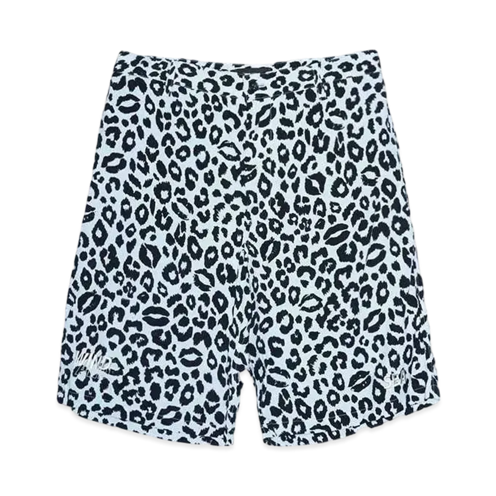 WIND AND SEA x MINEDENIM Lips Leopard Print Easy Shorts "LIGHT GREEN"
