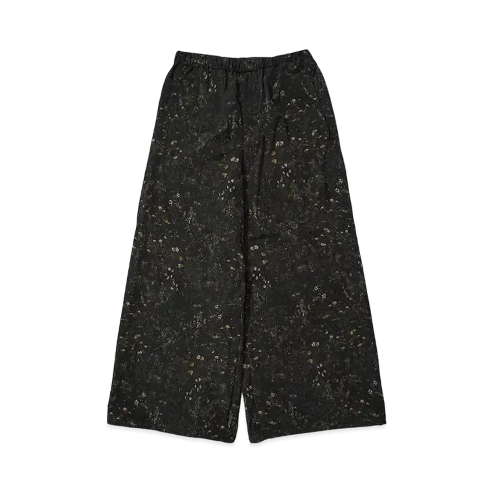 LAD MUSICIAN N/TUSSER SMALL FLOWER WIDE PANTS "BLACK BASIC"