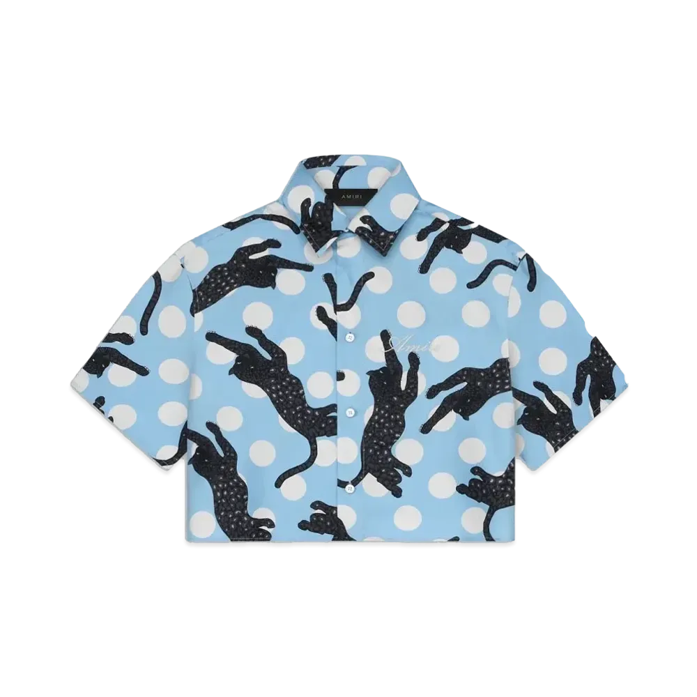 AMIRI Leopard Silk Shirt "Air Blue"