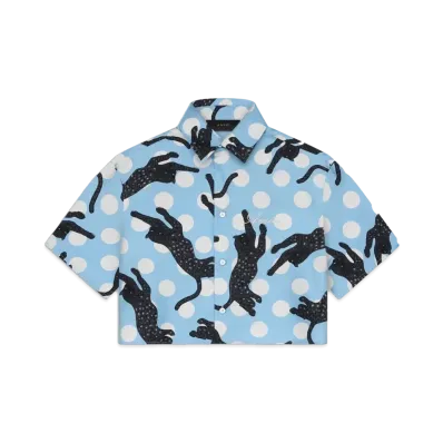 AMIRI Leopard Silk Shirt "Air Blue"